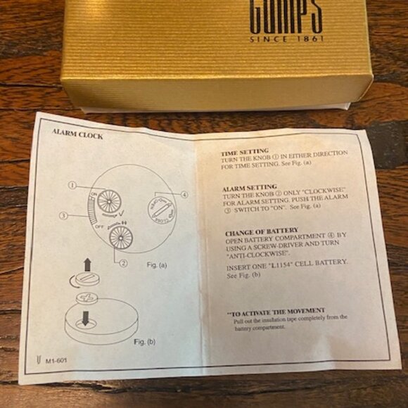 GUMPS Silver Travel Analog Alarm Clock Brand New in Box - Picture 5 of 6